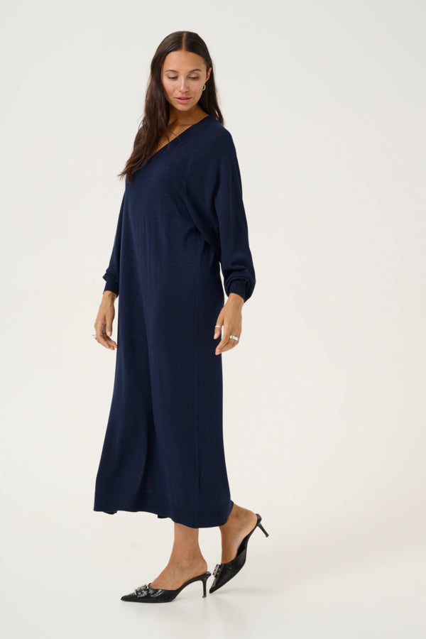 Regina kjóll frá Kaffe - Navy glitter