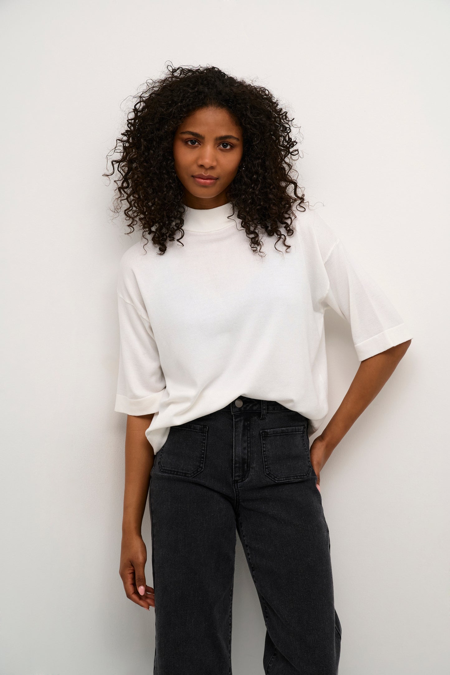 Lizza Turtleneck peysa frá Kaffe- Chalk ljóls