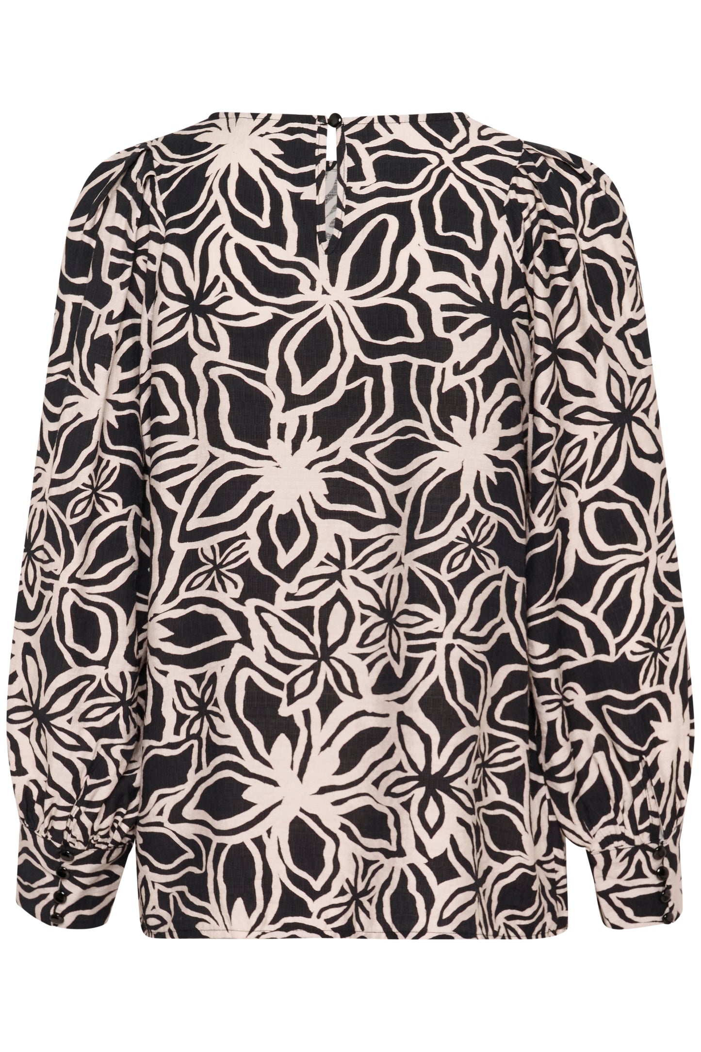 Hannah blússa frá Kaffe -Svört og beige blóm