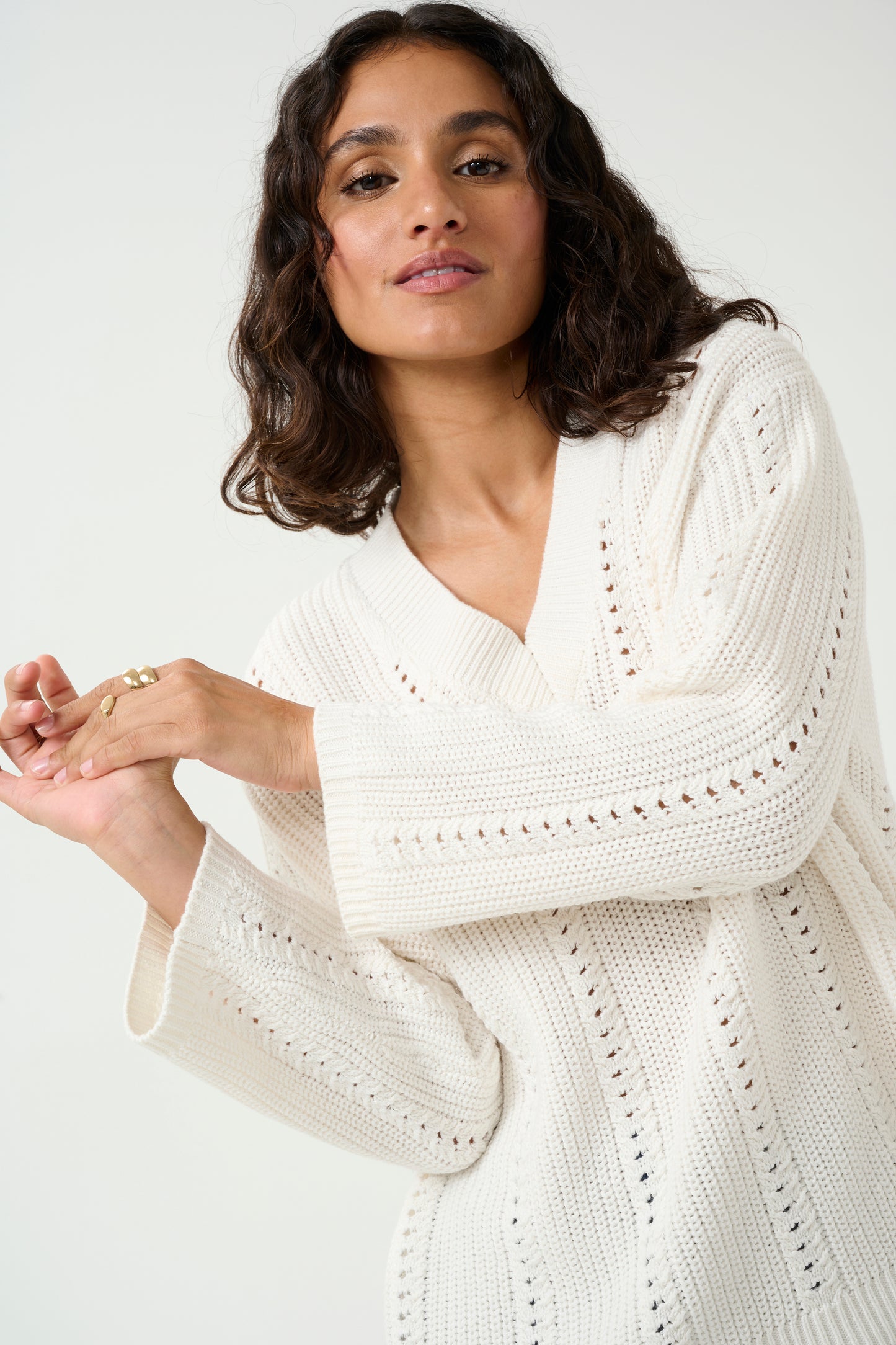 Lorri Turtleneck peysa frá Kaffe- Chalk ljós