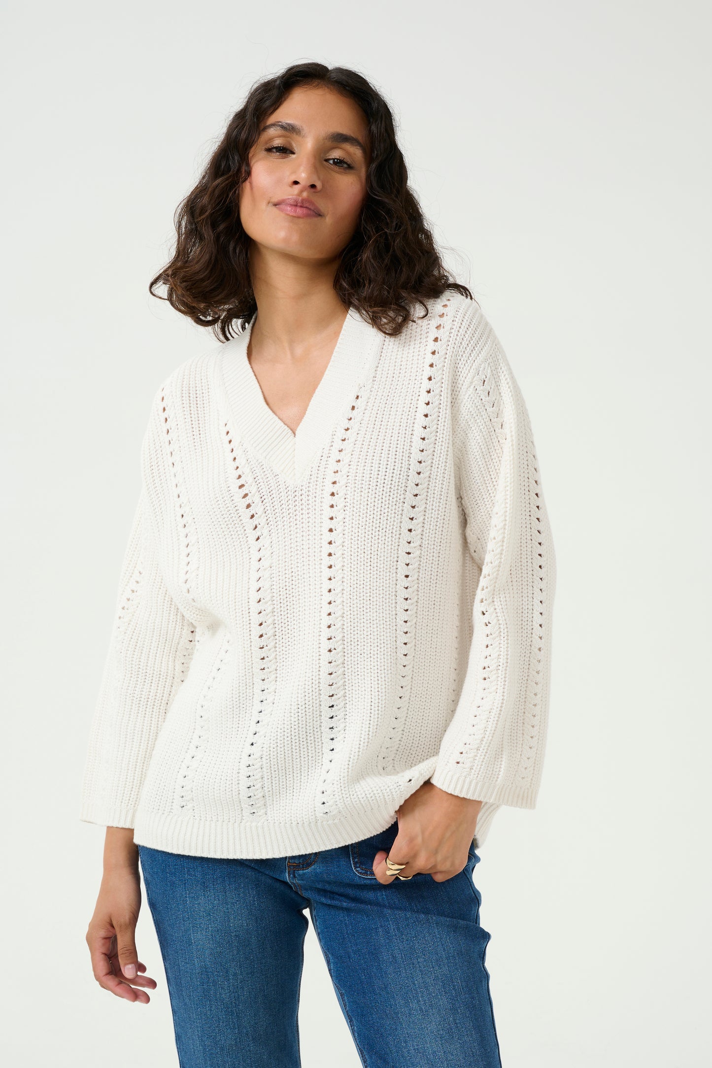 Lorri Turtleneck peysa frá Kaffe- Chalk ljós