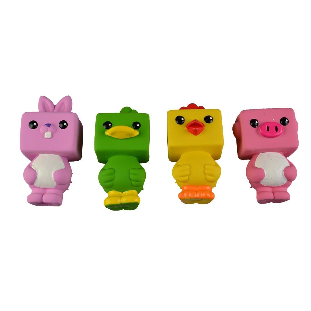 #Latex square animal heads 7cm mixed col