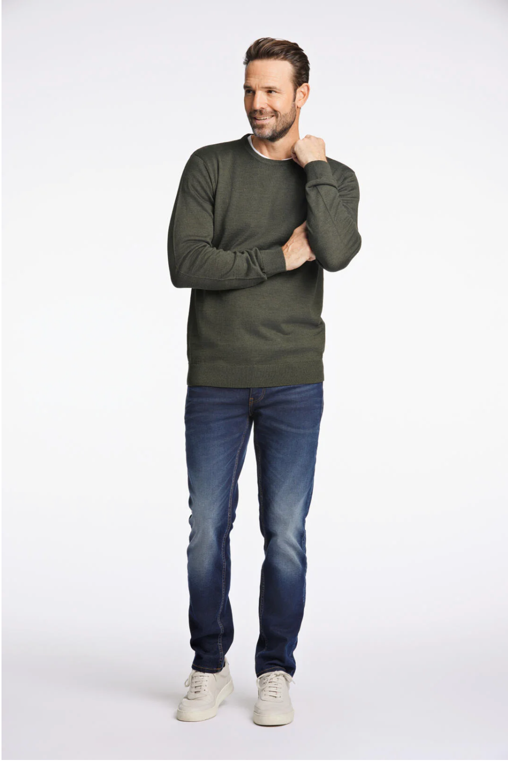 Merino blend peysa frá Jack´s - Army mel græn