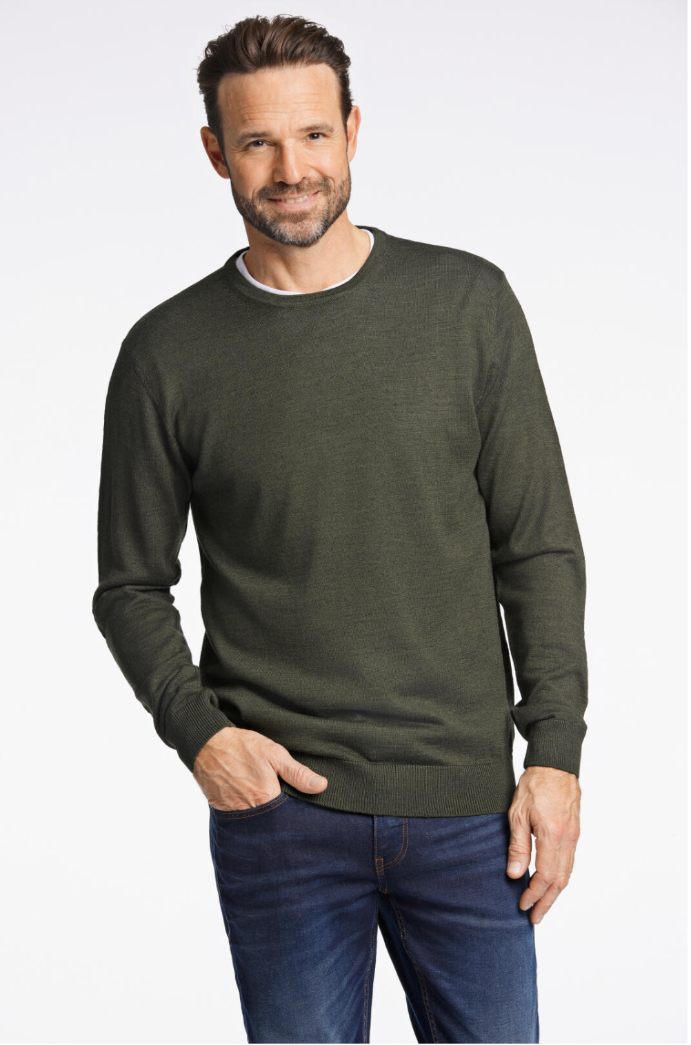 Merino blend peysa frá Jack´s - Army mel græn