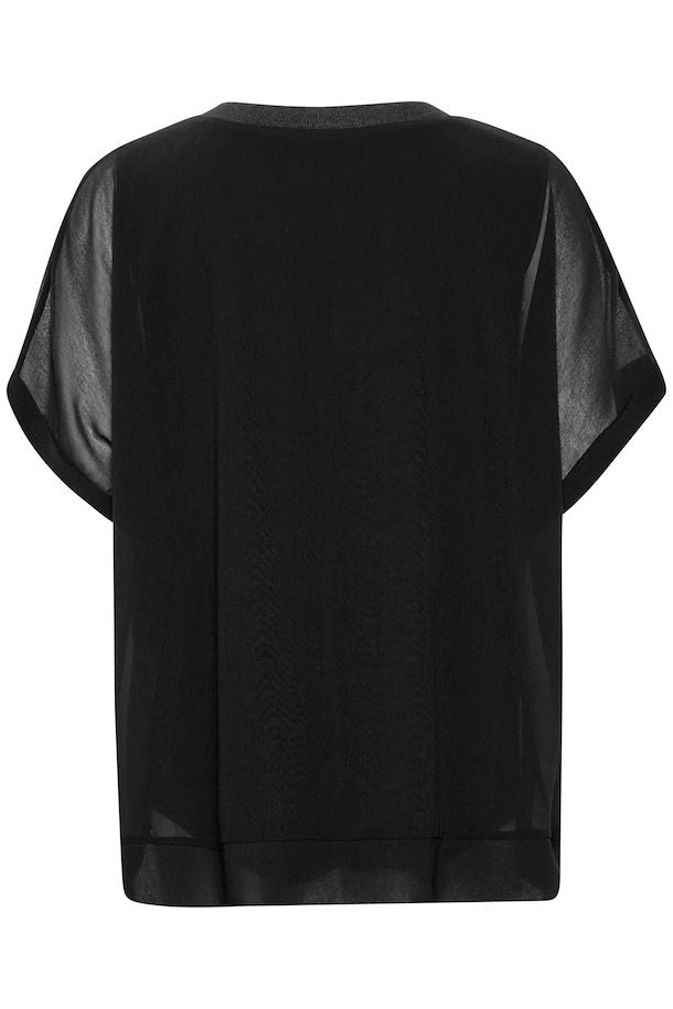 Cheila chiffon stutterma blússa frá Culture - Svört