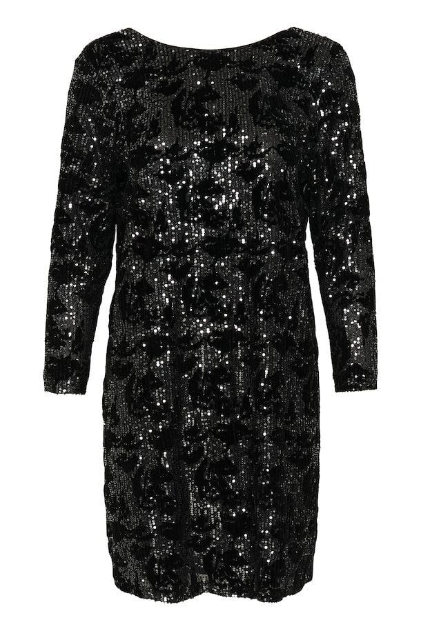 Grit Sequin pallíettukjóll frá Kaffe - Svört/Dökk silfur Sequin