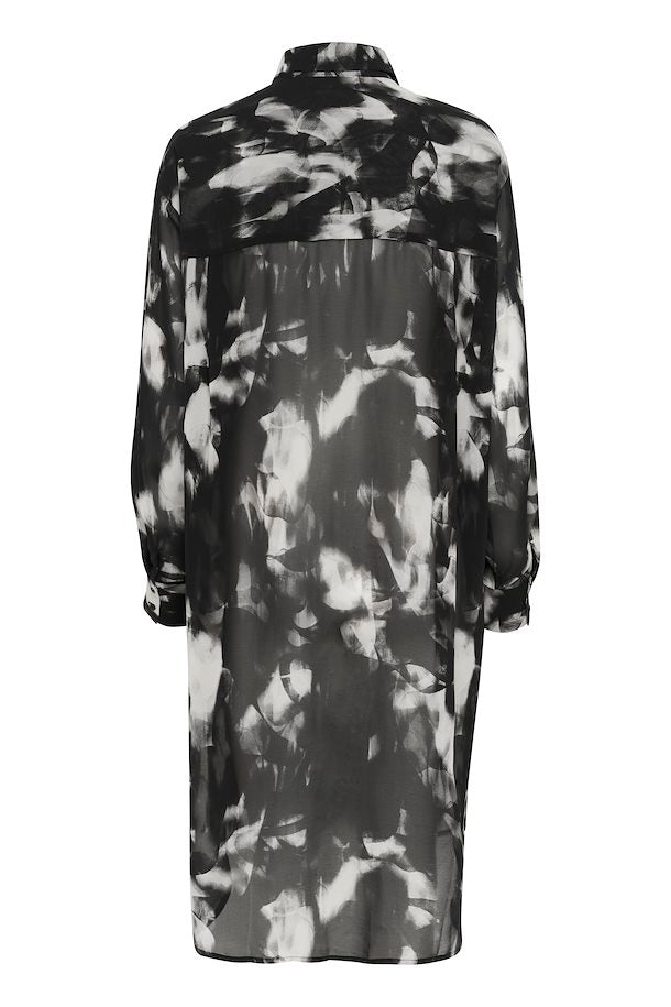 Aska skyrtukjóll frá Kaffe - Black/Grey Blurry Graphicsg