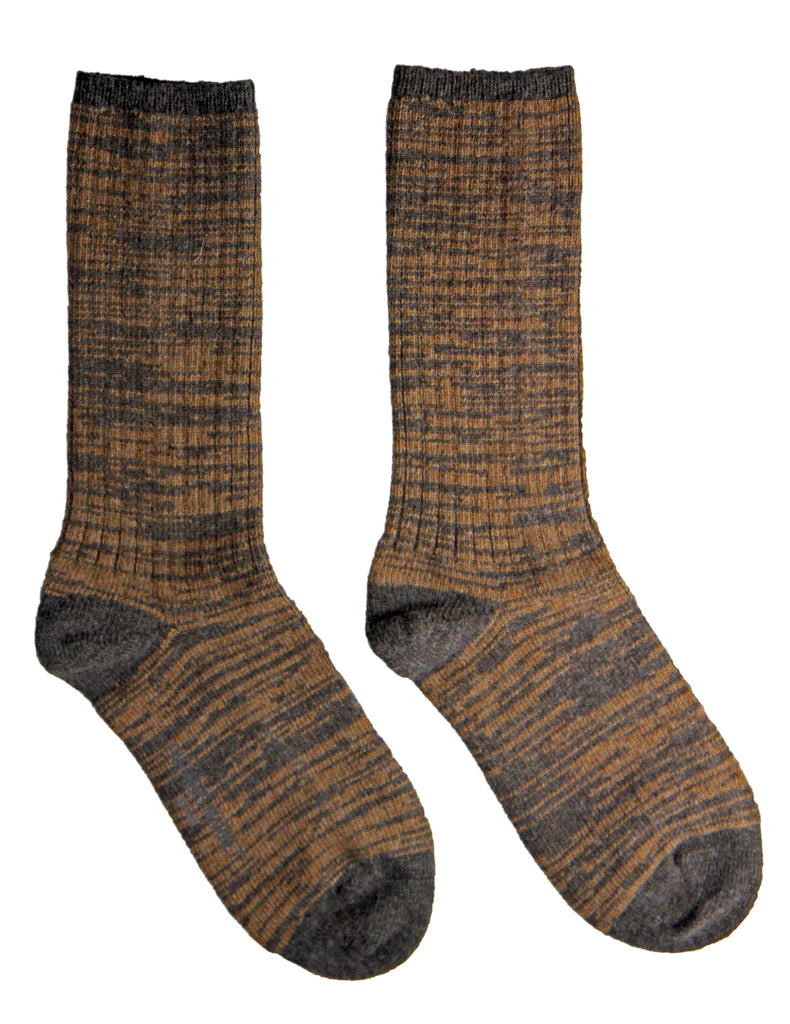 Túnfótur, sokkar (lífræn bómull) unisex - Ljósbrúnn tvíd
