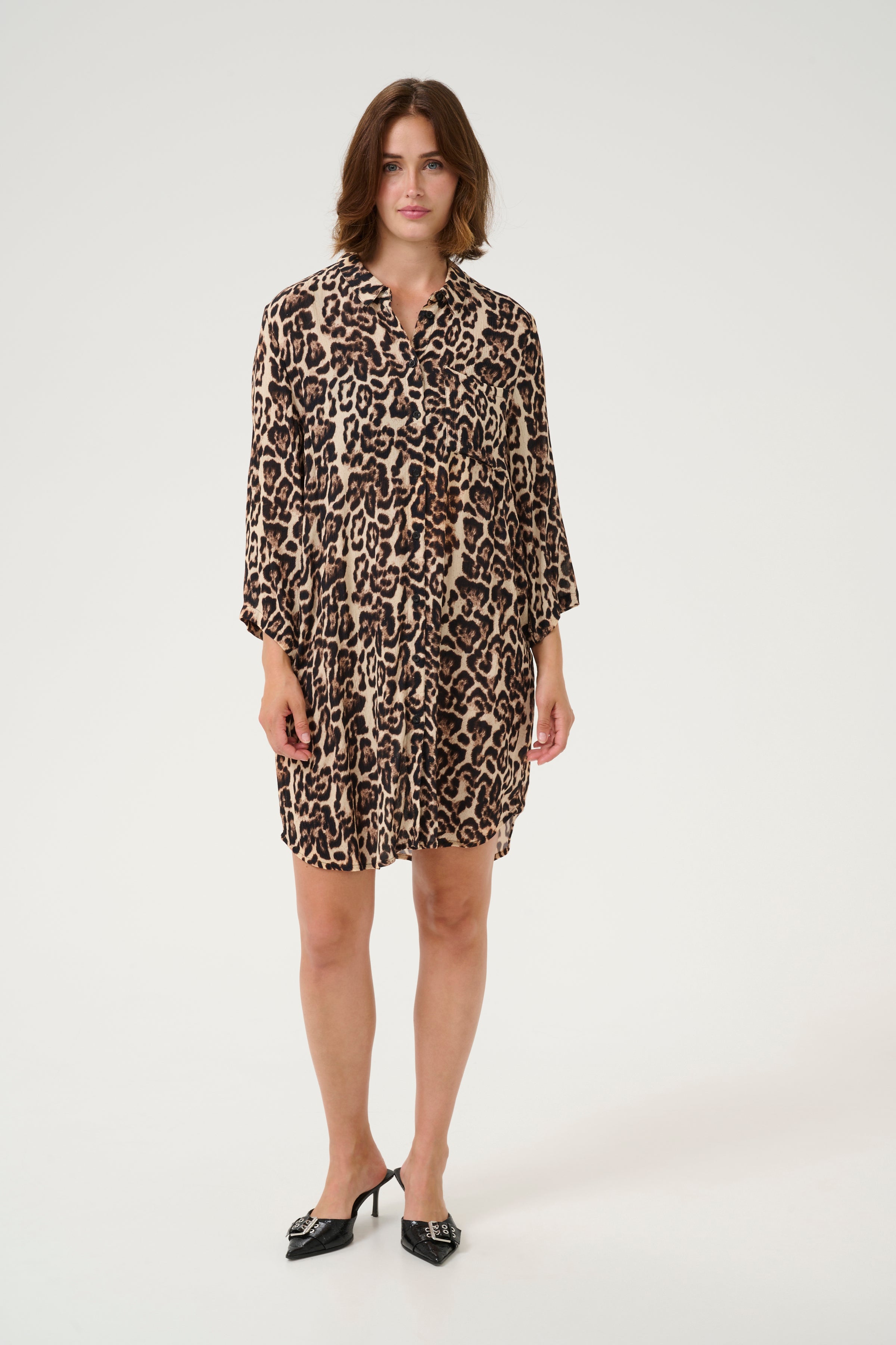 Hildur amber skyrtukjóll frá Kaffe  - Leopard print