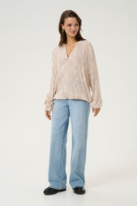 Ditte blússa frá Kaffe - Feather Gray,Chalk Print