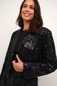 Nicole Sequin blazer jakki frá Kaffe- Svartur með pallíettum