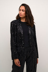 Nicole Sequin blazer jakki frá Kaffe- Svartur með pallíettum