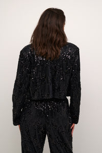 Nicole Sequin blazer jakki frá Kaffe- Svartur með pallíettum