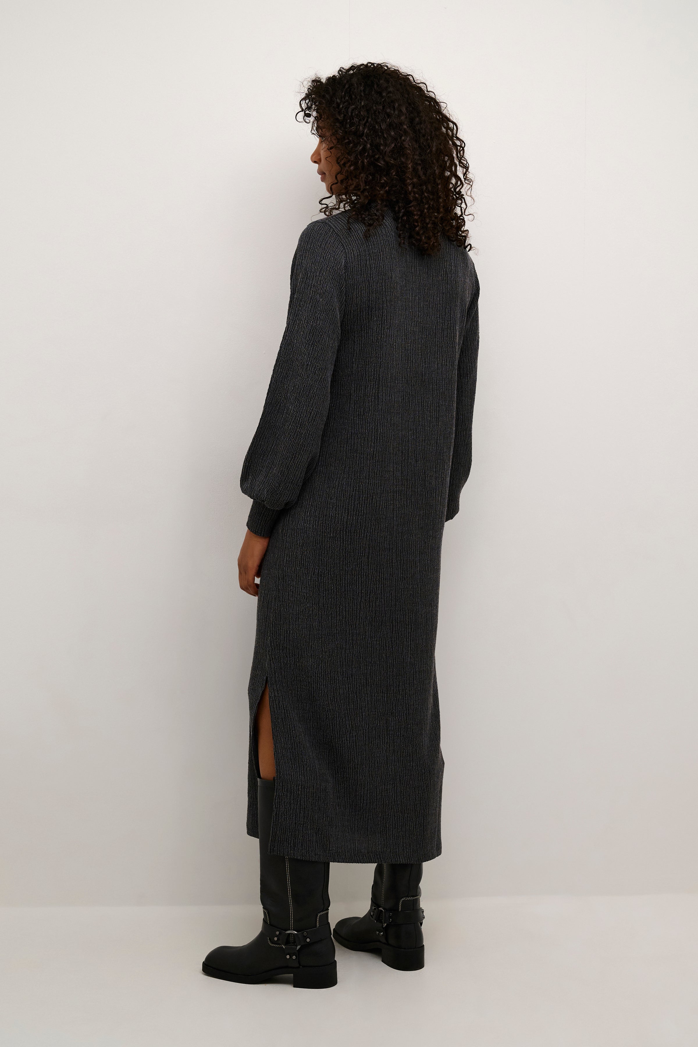 Olga kjóll frá Kaffe - Dark Grey Melange