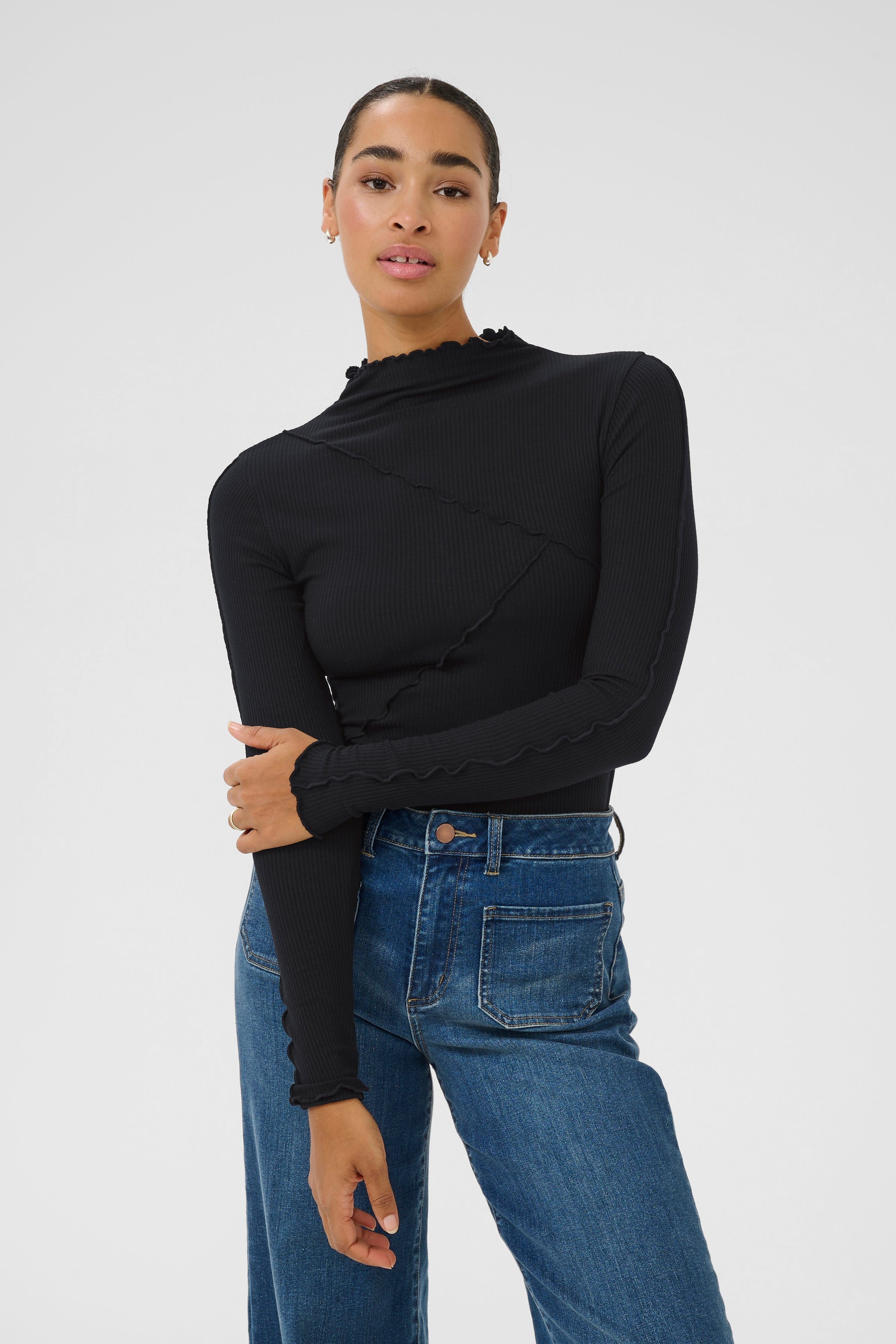Kayla jersey toppur frá Kaffe - Svartur