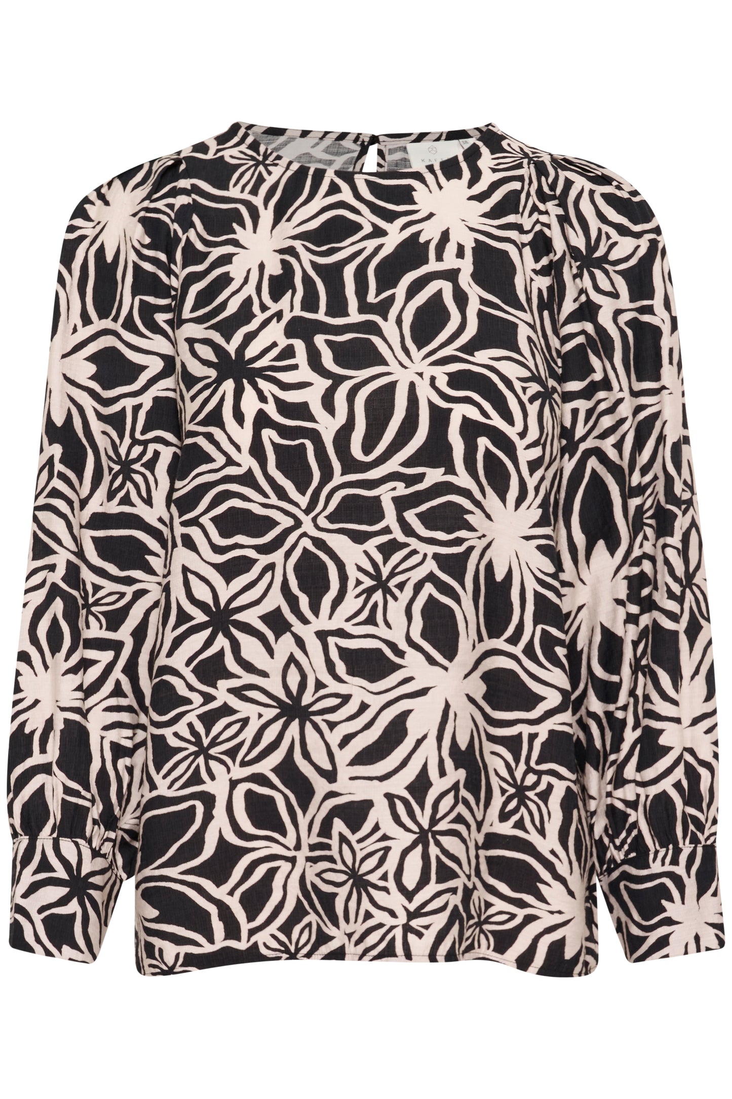 Hannah blússa frá Kaffe -Svört og beige blóm