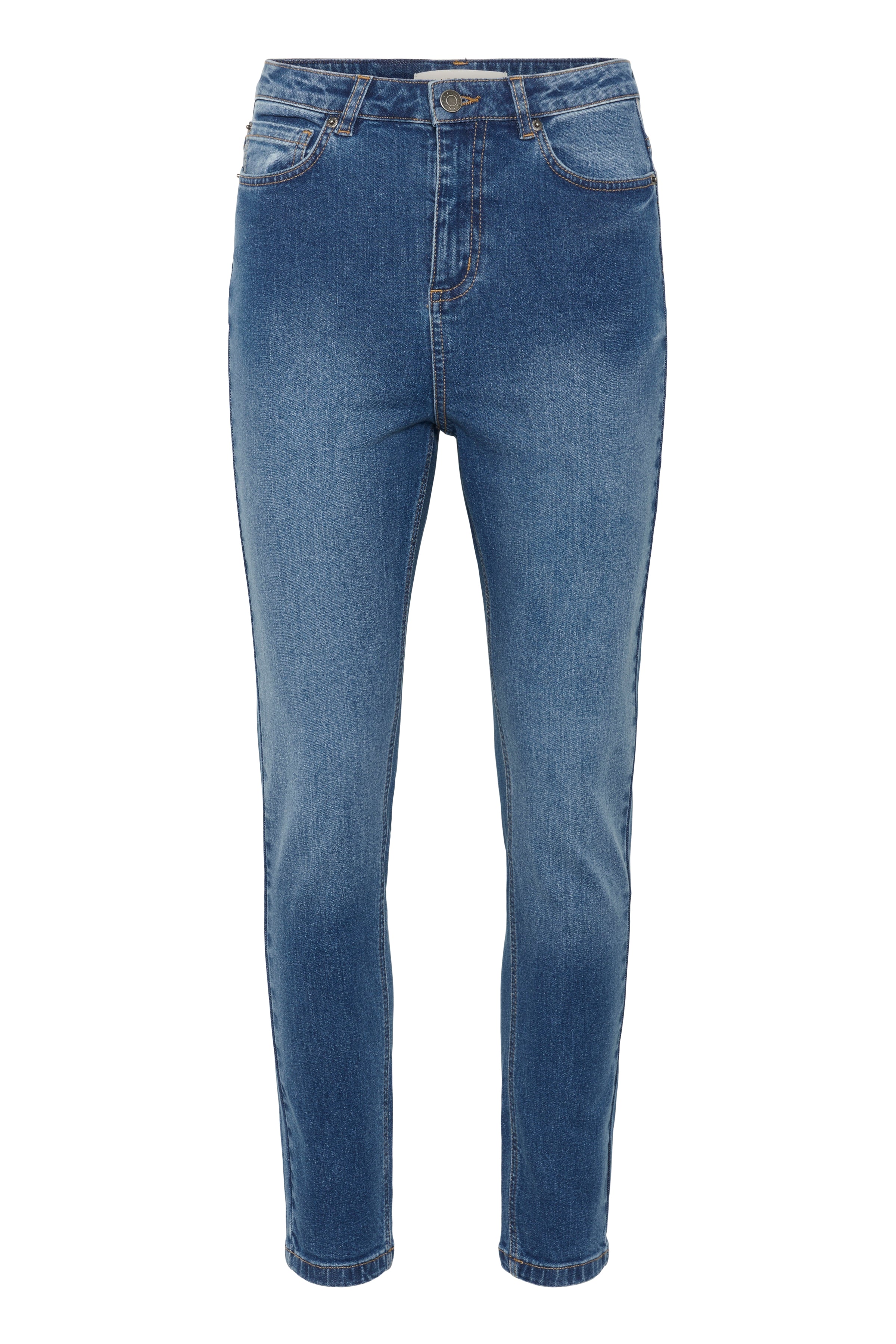 Willow HW slim fit gallabuxur frá Kaffe  –  Medium blue denim