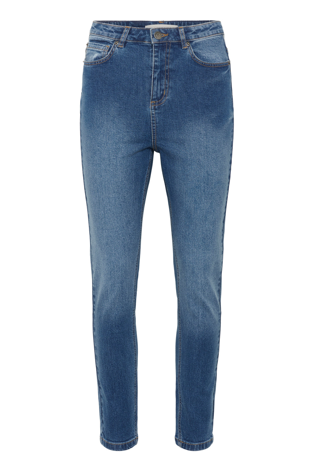 Willow HW slim fit gallabuxur frá Kaffe  –  Medium blue denim