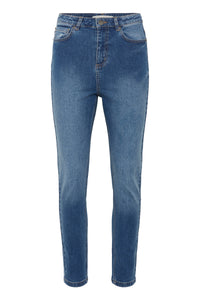 Willow HW slim fit gallabuxur frá Kaffe  –  Medium blue denim