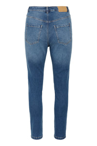 Willow HW slim fit gallabuxur frá Kaffe  –  Medium blue denim