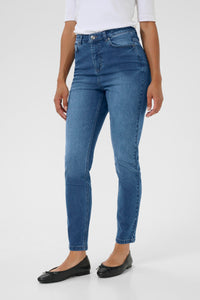 Willow HW slim fit gallabuxur frá Kaffe  –  Medium blue denim