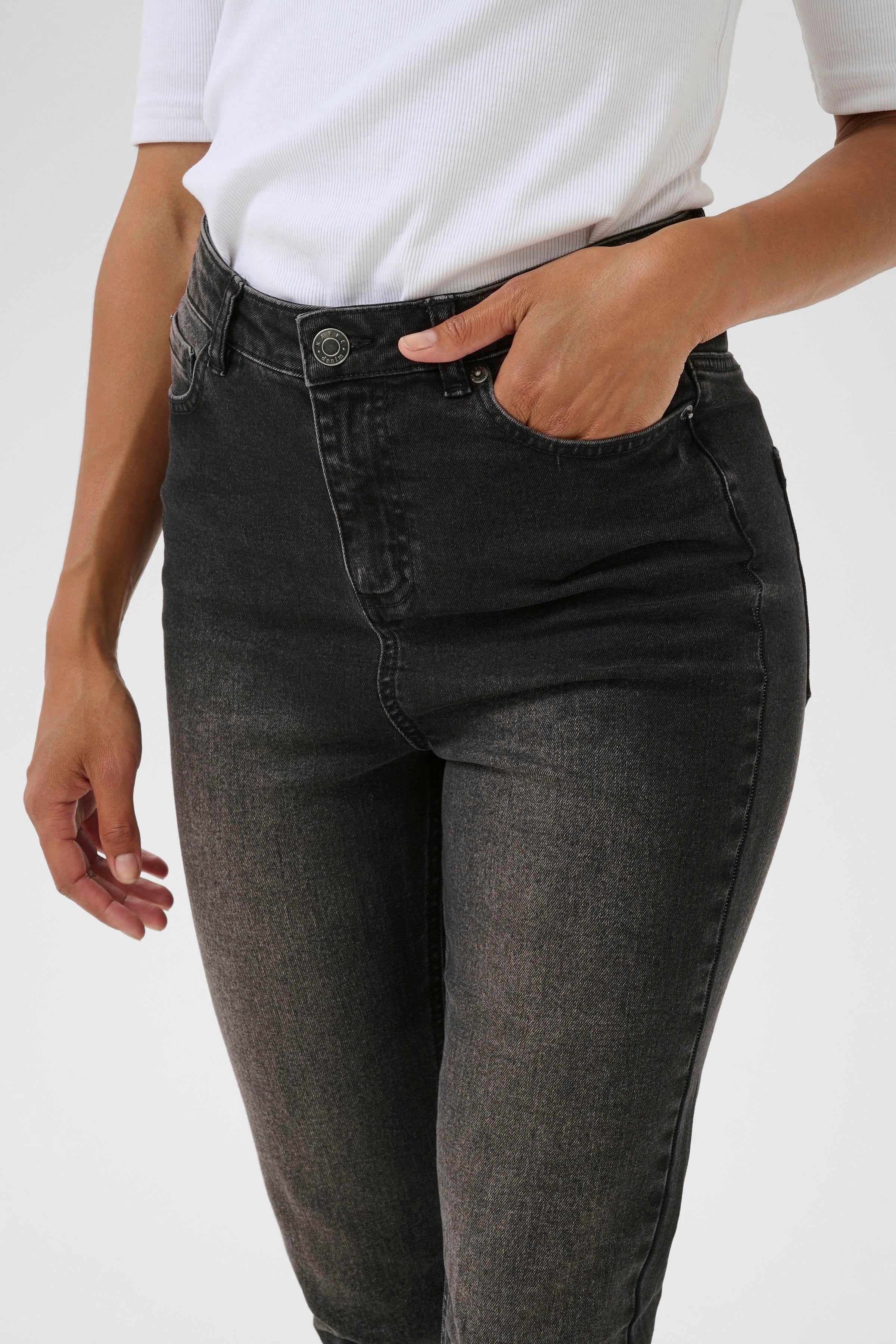 Willow HW slim fit gallabuxur frá Kaffe  – Dark grey wash