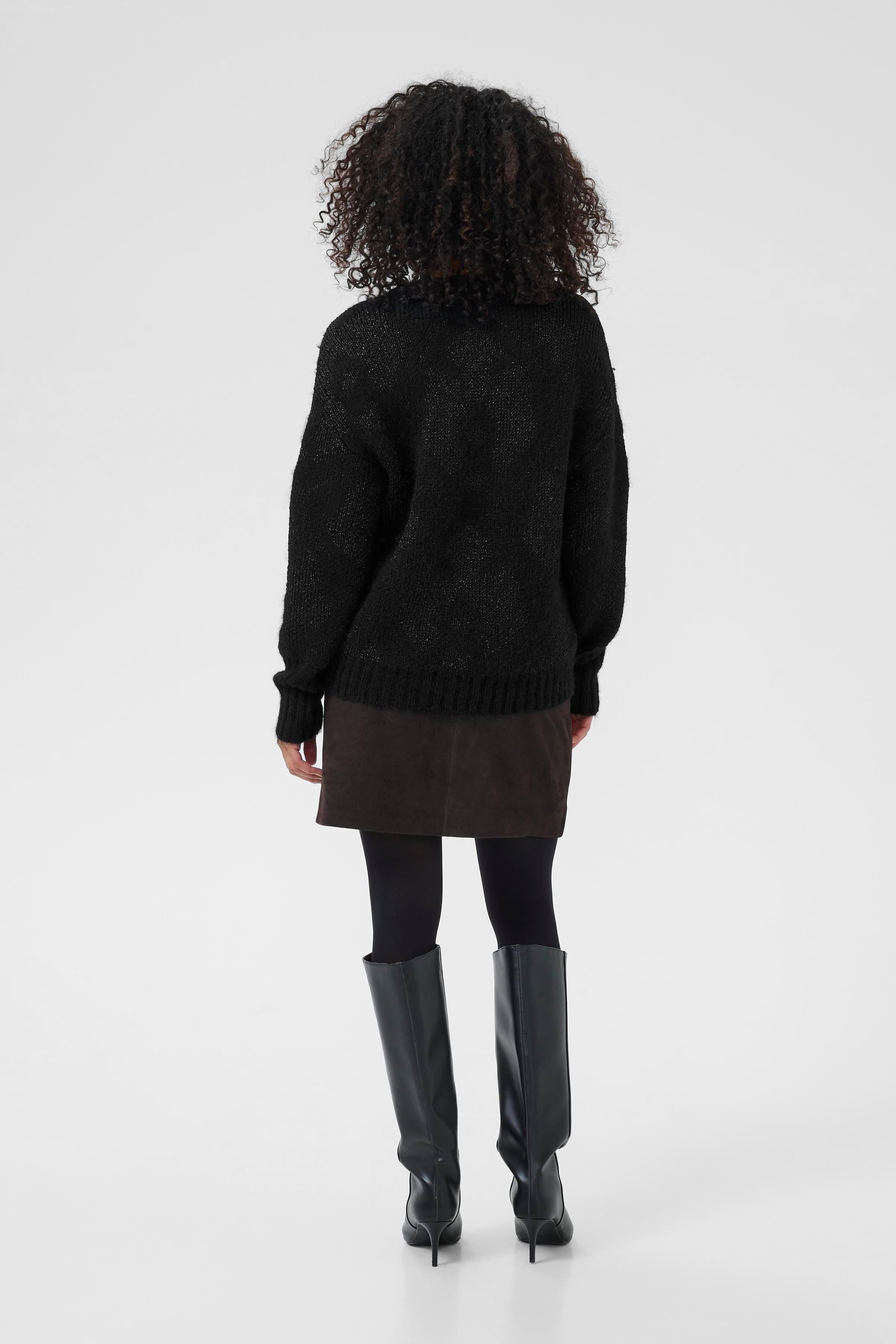 Sandra peysa frá Kaffe - Svört með silfurþræði