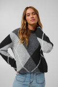 Grith peysa frá Kaffe - Grey melange / black