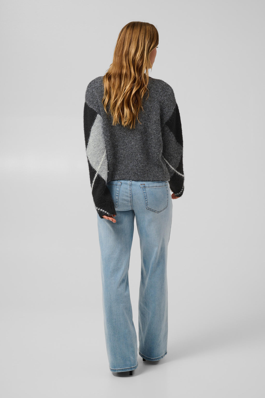 Grith peysa frá Kaffe - Grey melange / black