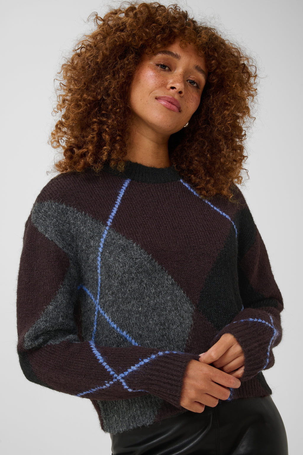 Grith peysa frá Kaffe - Dark grey melange / Fudge