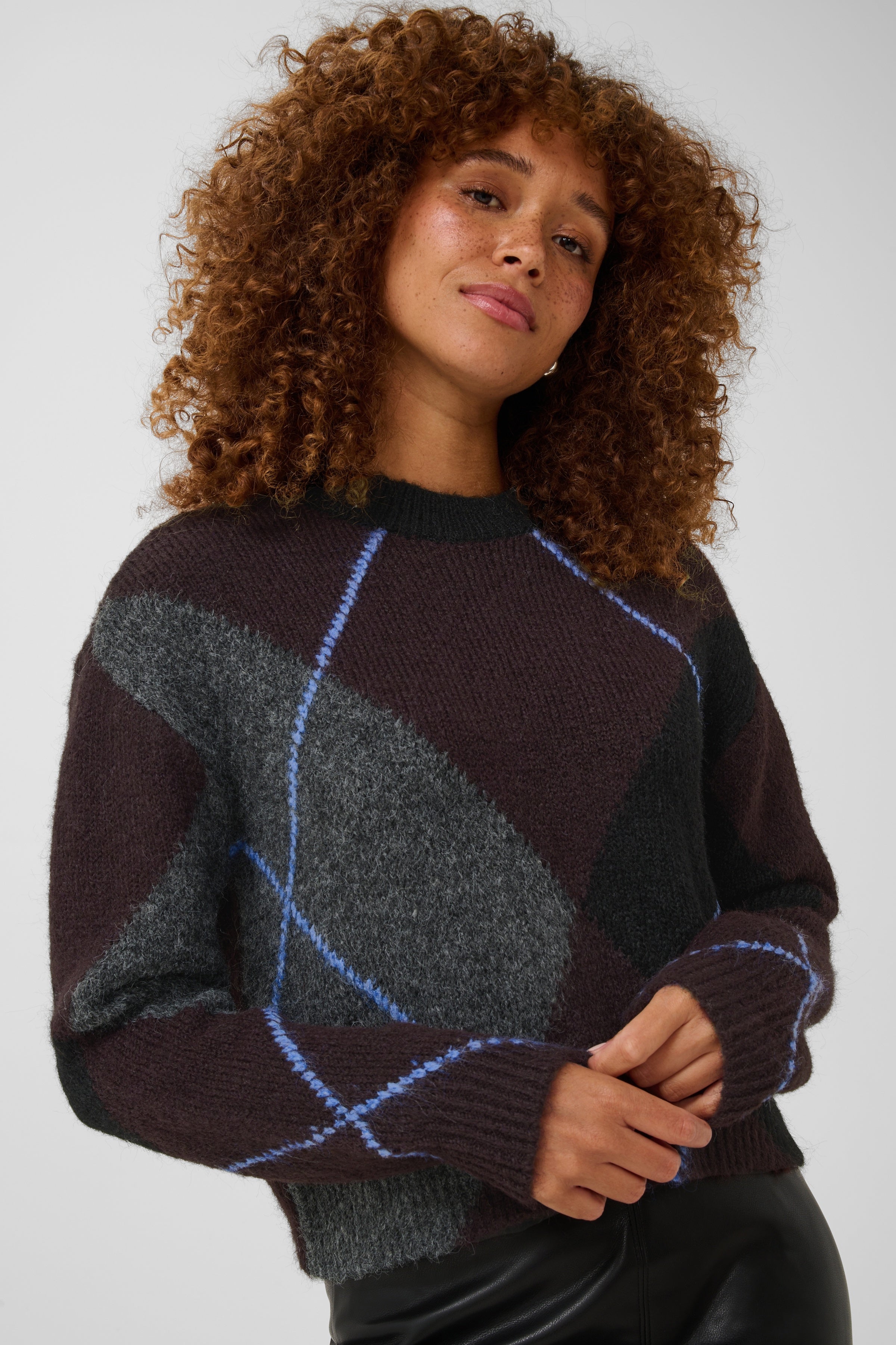 Grith peysa frá Kaffe - Dark grey melange / Fudge