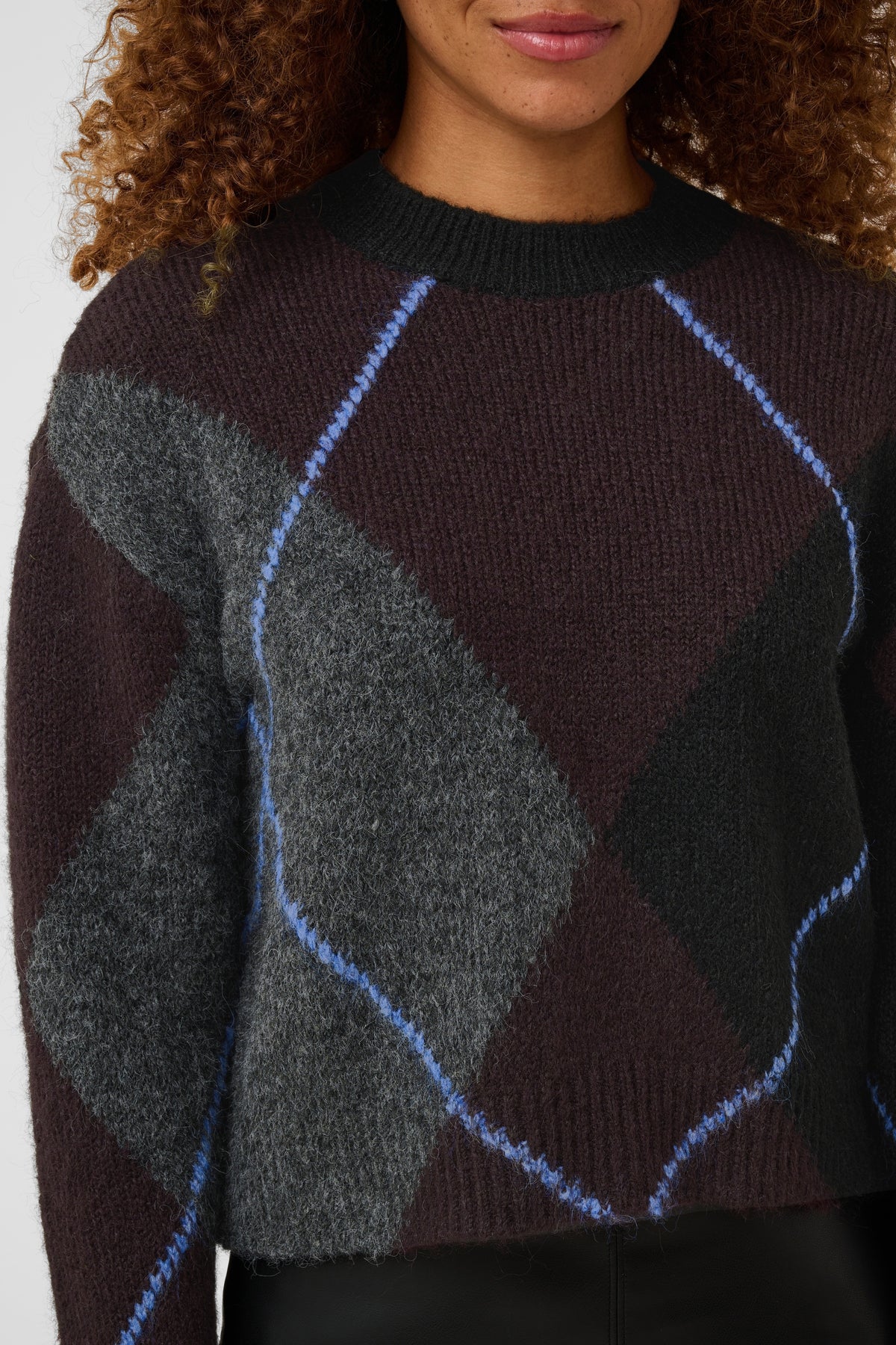 Grith peysa frá Kaffe - Dark grey melange / Fudge