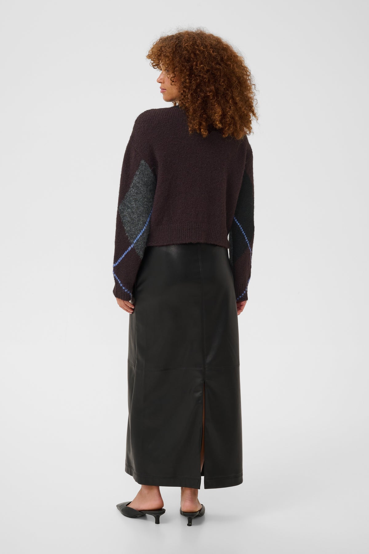 Grith peysa frá Kaffe - Dark grey melange / Fudge