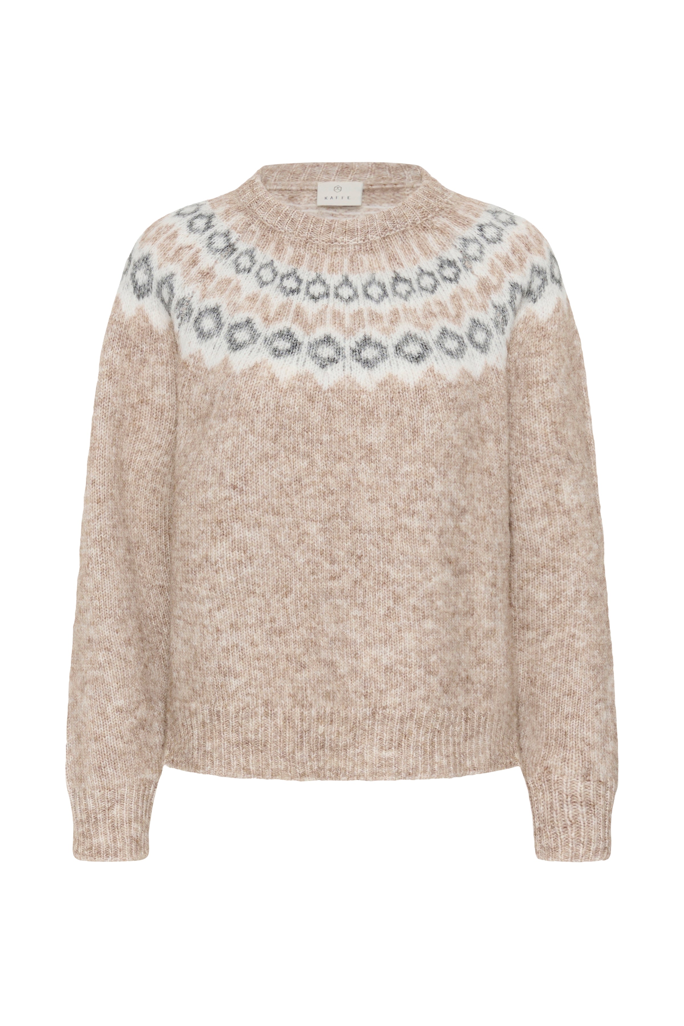 Allison peysa frá Kaffe - Beige mel grey