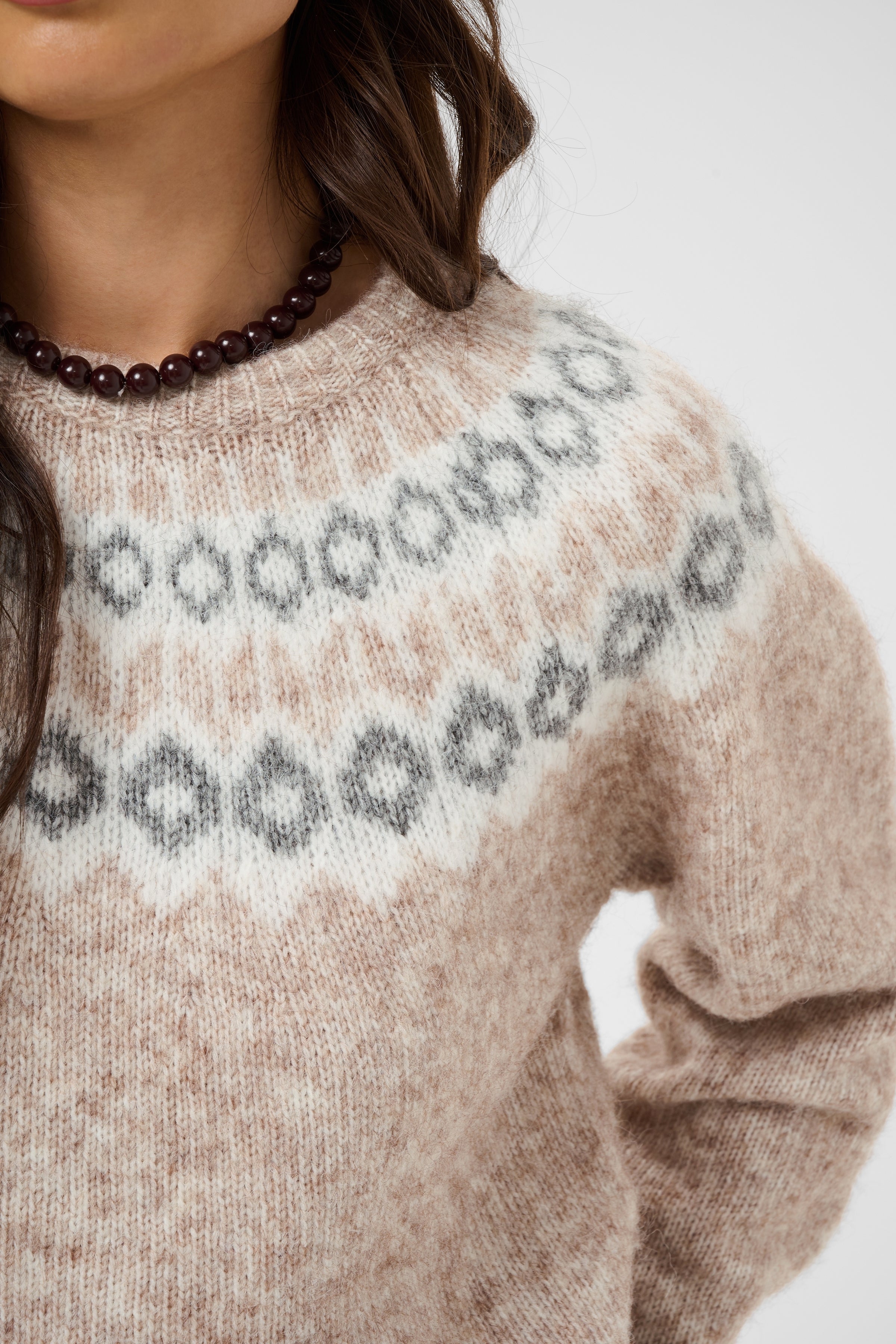 Allison peysa frá Kaffe - Beige mel grey