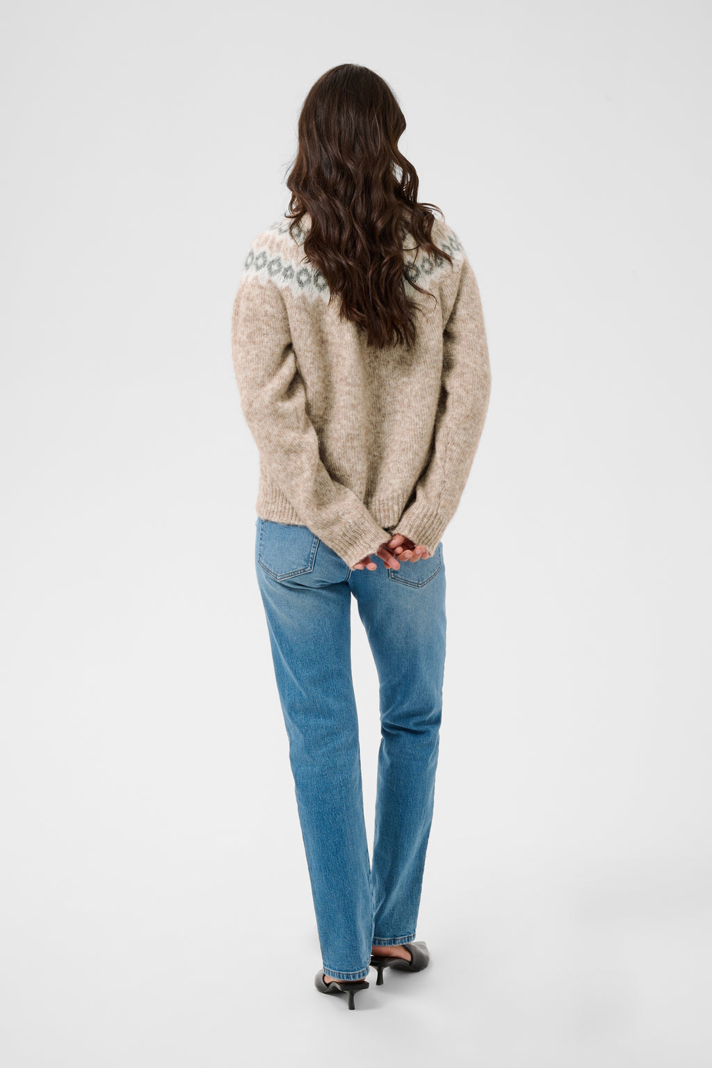 Allison peysa frá Kaffe - Beige mel grey