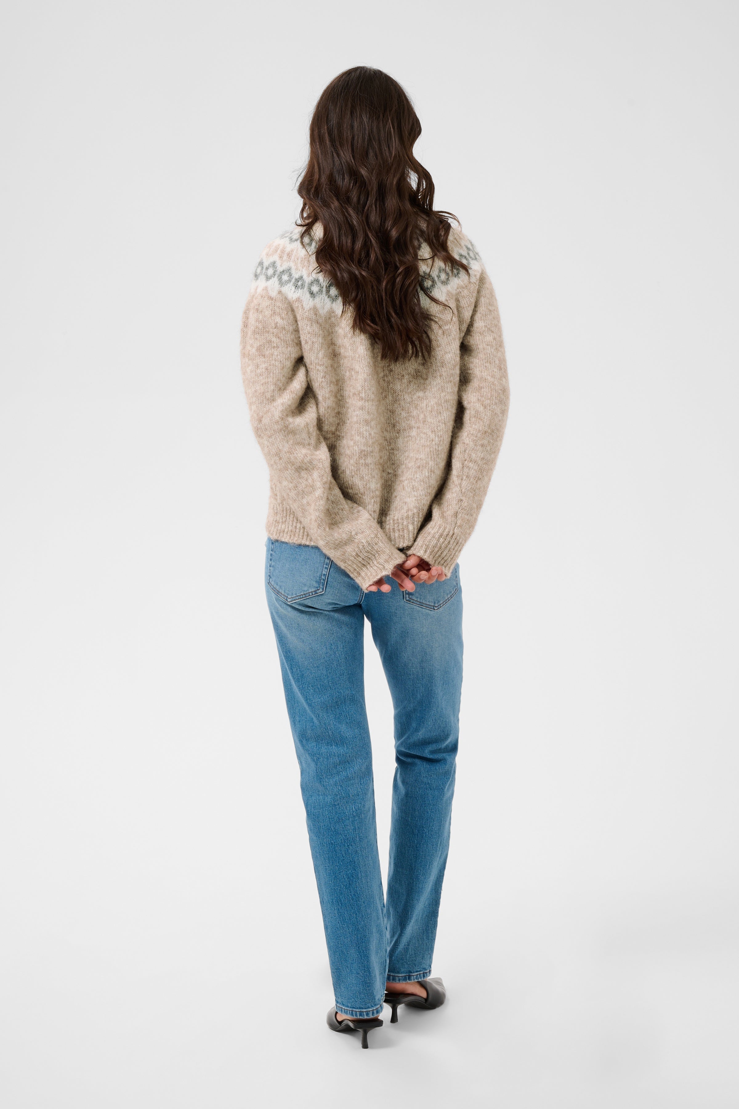 Allison peysa frá Kaffe - Beige mel grey