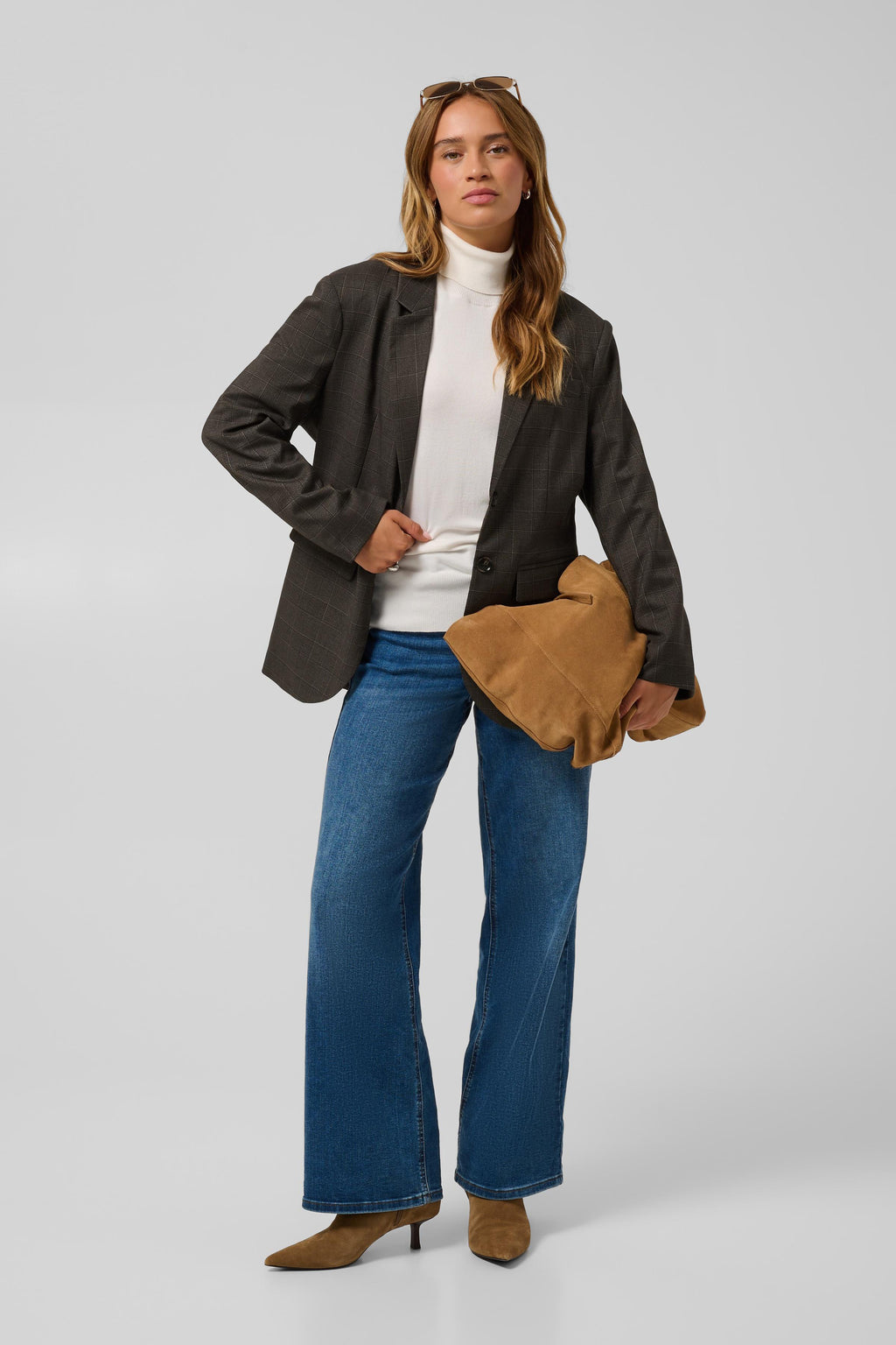 Lenora jakki frá Kaffe - Dark grey check