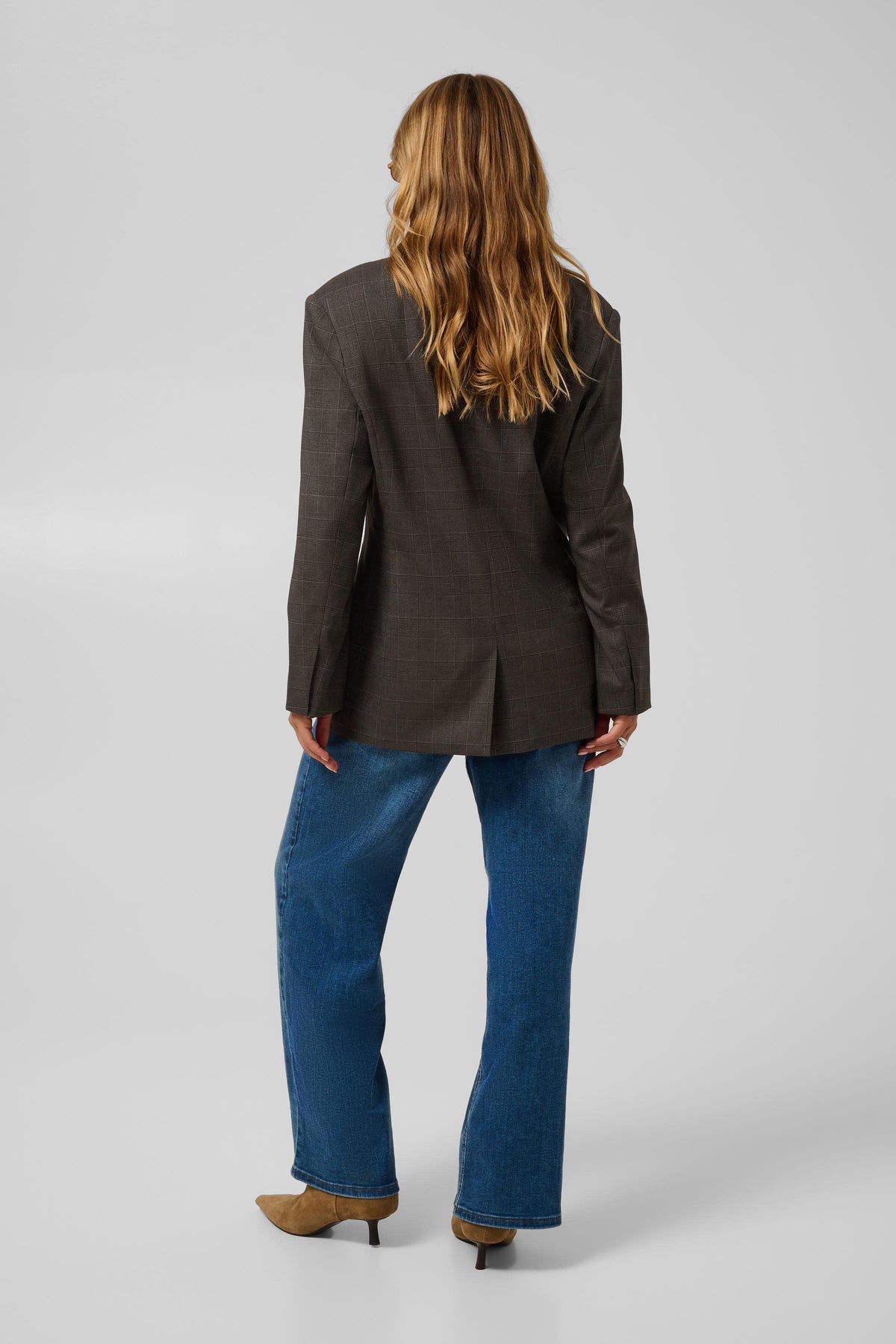 Lenora jakki frá Kaffe - Dark grey check