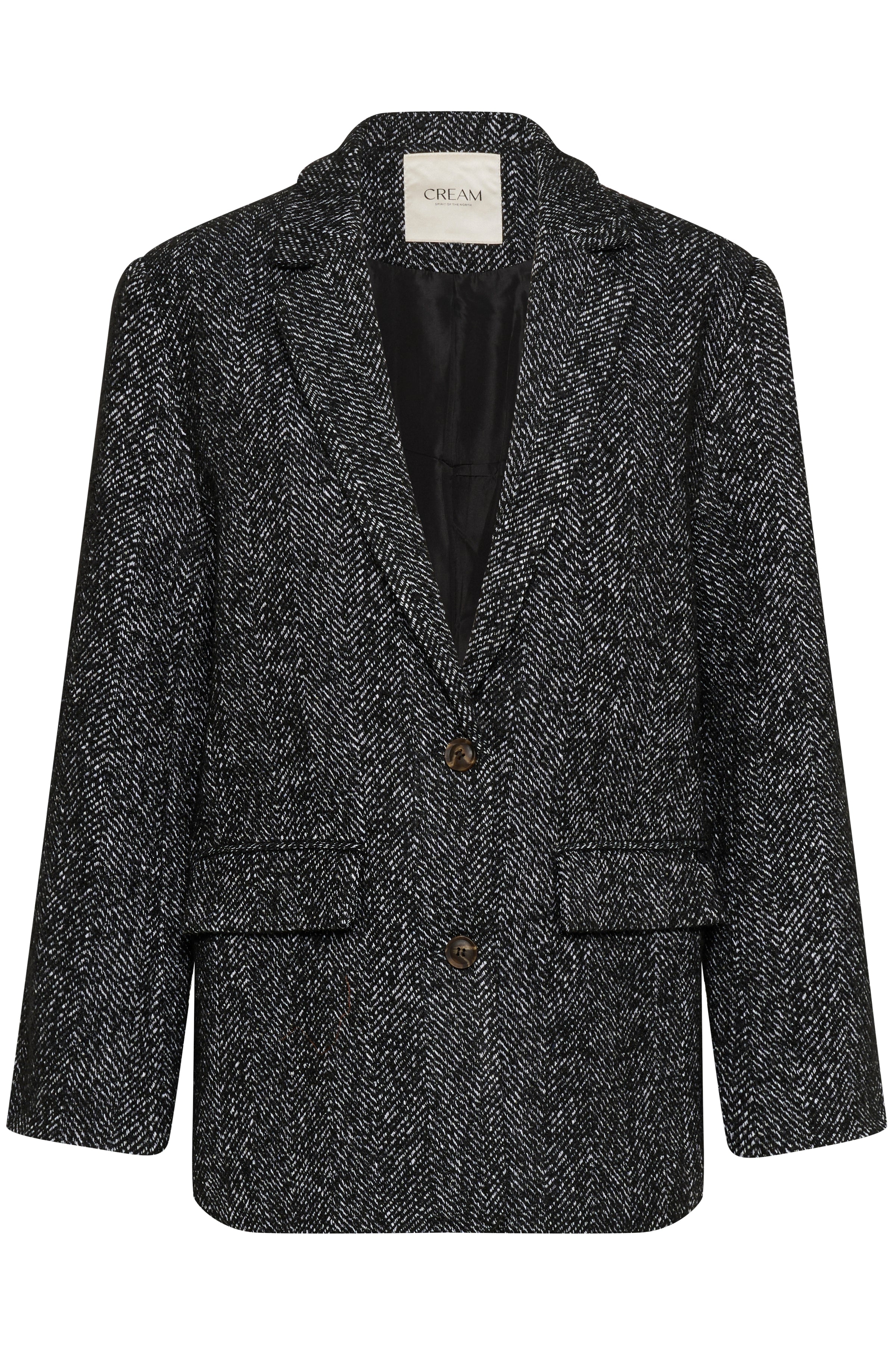 Olina jakki frá Cream - Svartur með herringbone