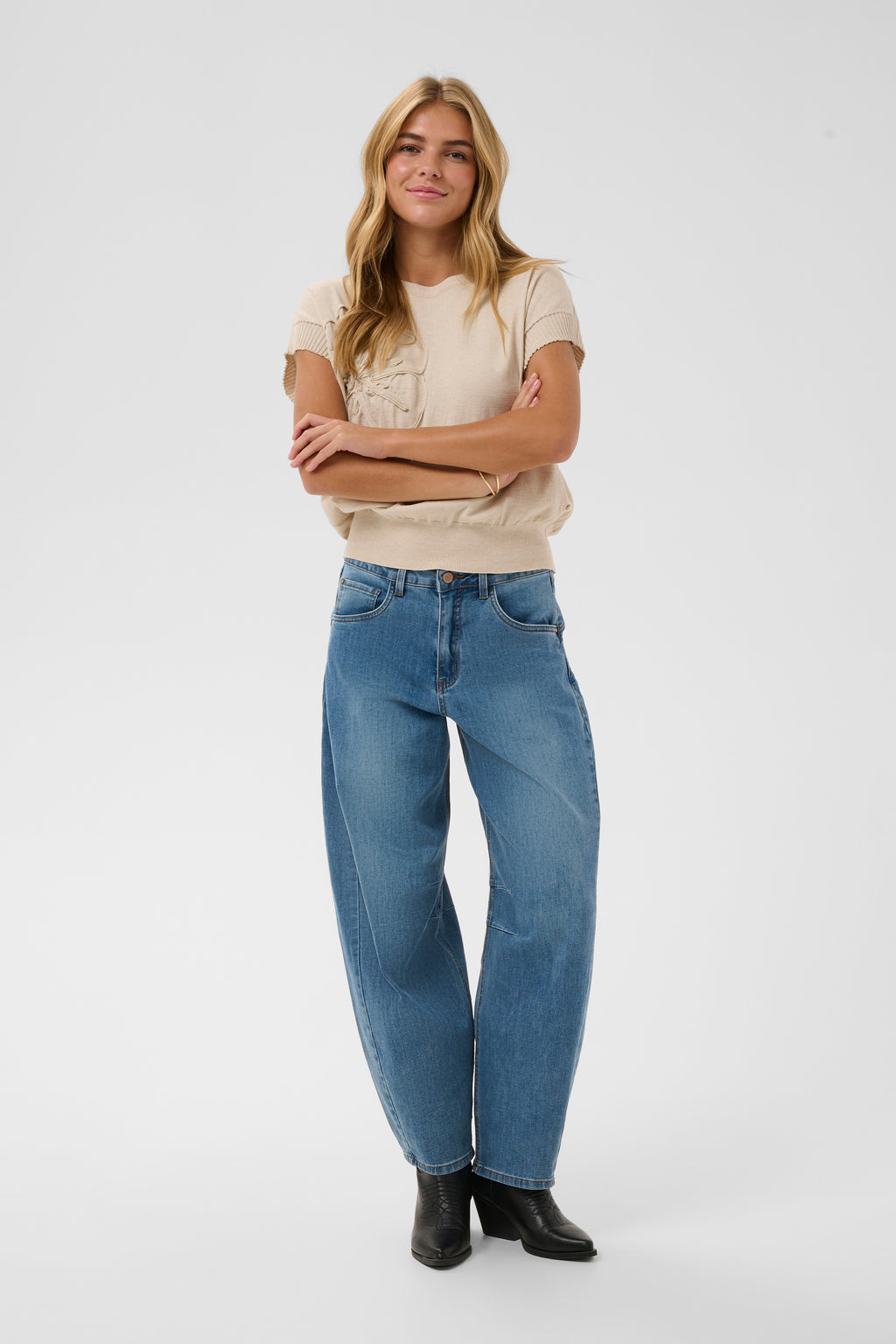 Bahren gallabuxurbuxur frá Cream  - Dawson Medium Blue Denim