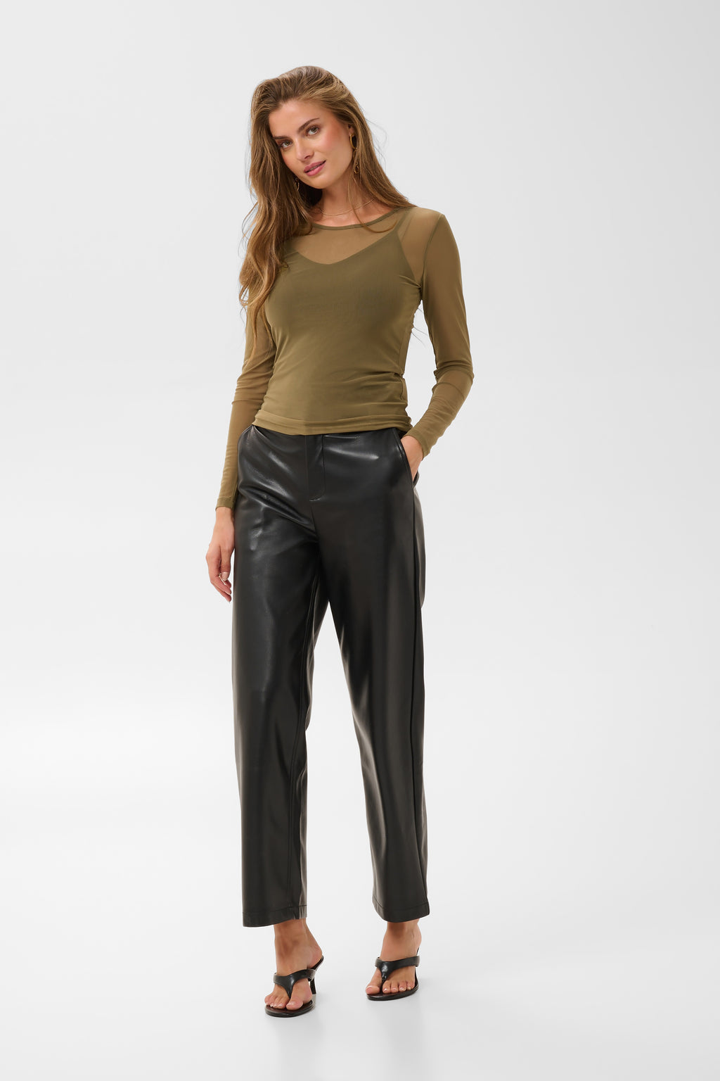Dora mesh bolur frá Cream - Olive grænn