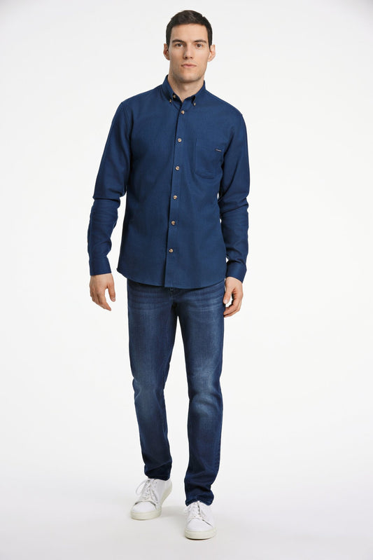 Skyrta frá Lindbergh - navy herringbone