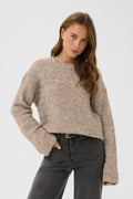 Kikki peysa frá Kaffe - Desert Taupe Melange / Brown