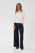 Hally wide gallabuxur frá Kaffe - Dark blue unwashed denim