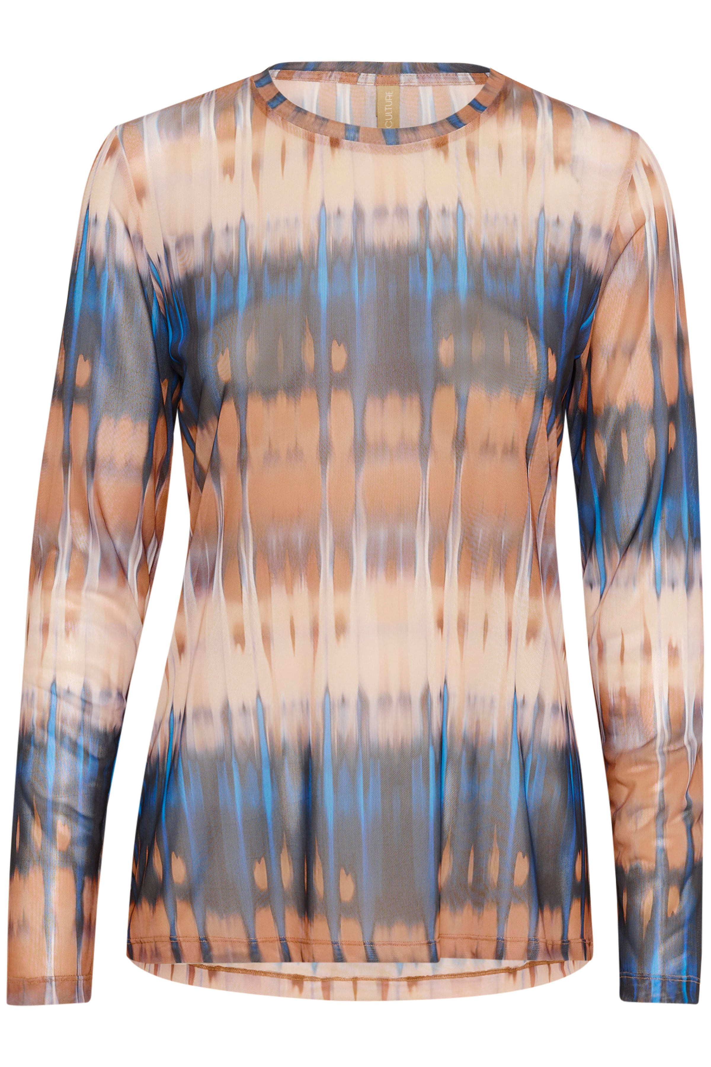 Melida mesh toppur frá Culture -  Blár og beige graphic