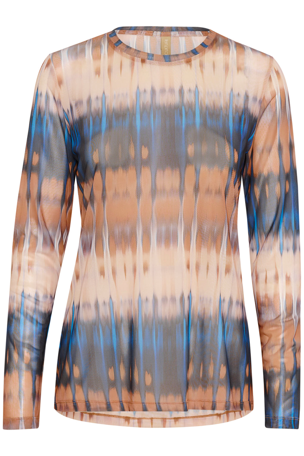 Melida mesh toppur frá Culture -  Blár og beige graphic