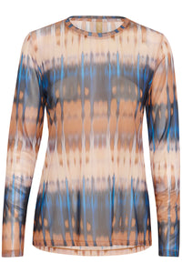 Melida mesh toppur frá Culture -  Blár og beige graphic