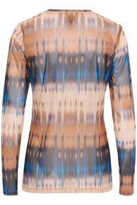 Melida mesh toppur frá Culture -  Blár og beige graphic