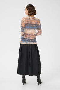 Melida mesh toppur frá Culture -  Blár og beige graphic